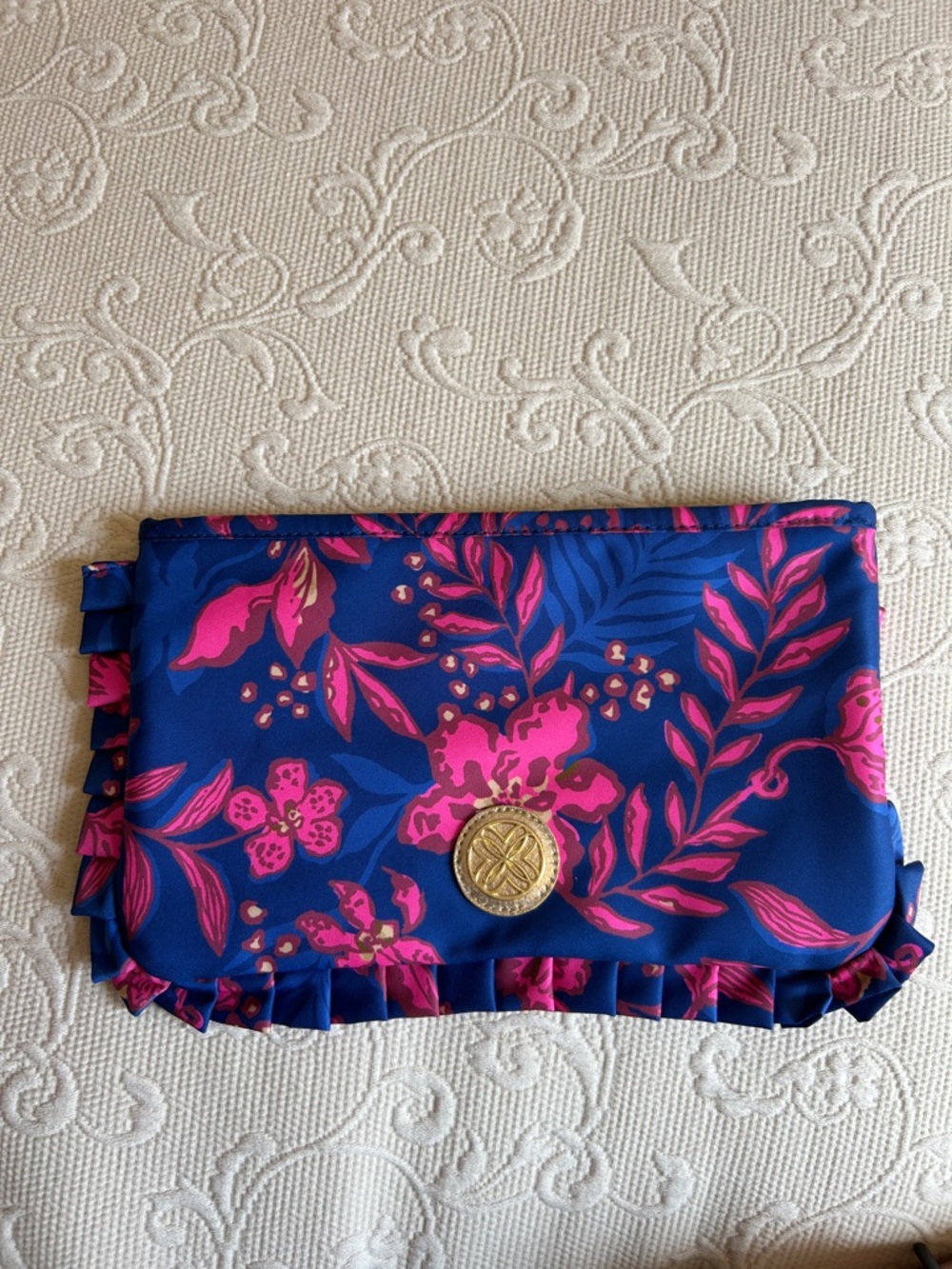 Lilly Pulitzer floral Pouch with Gold Logo